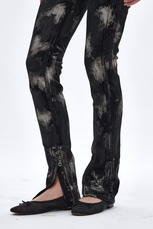 Camille Super Low-Rise Moto Skinny Jean in Black Granite Coating - Rock Revival®