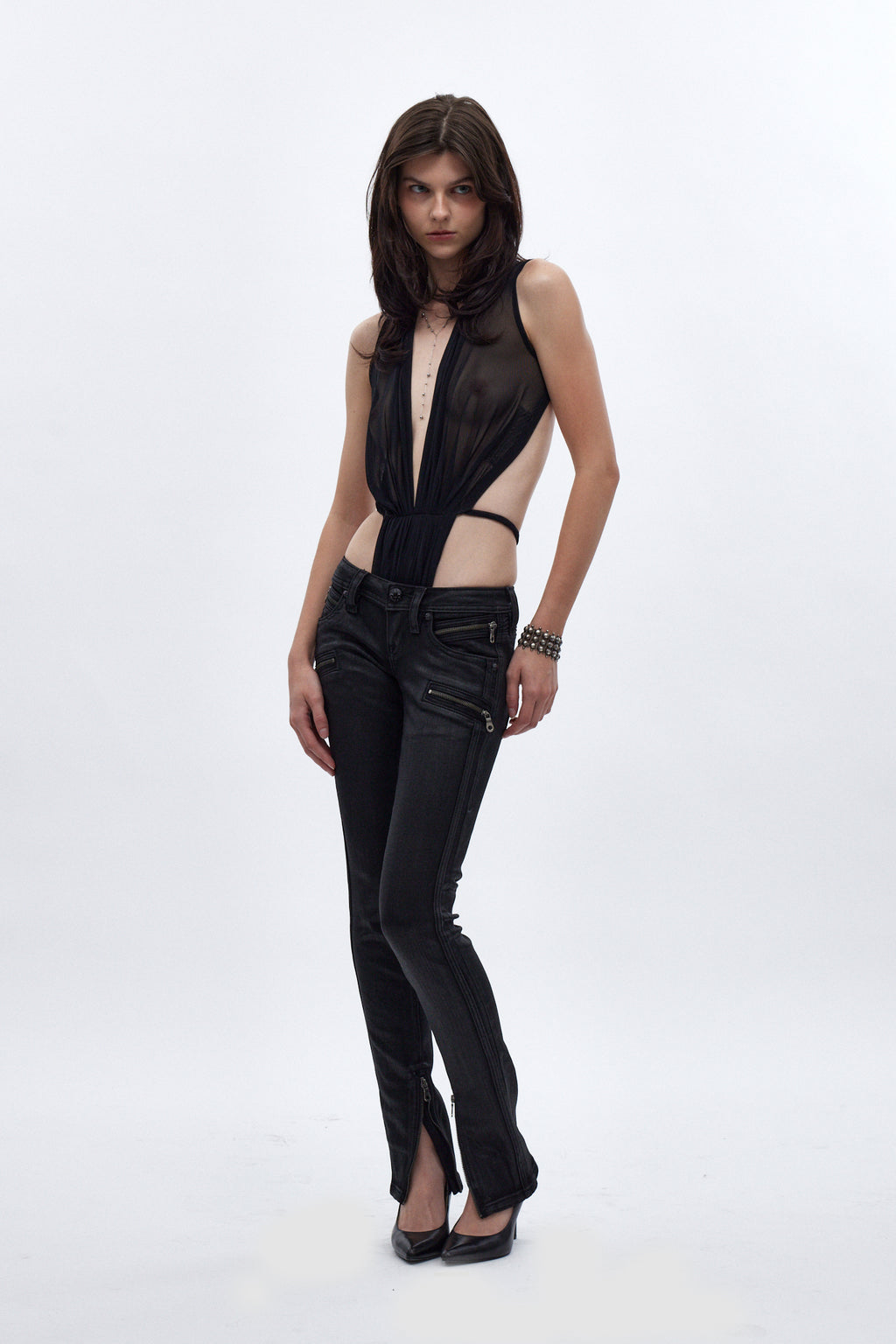 Camille Super Low-Rise Moto Skinny Jean in Coated Black - Rock Revival®