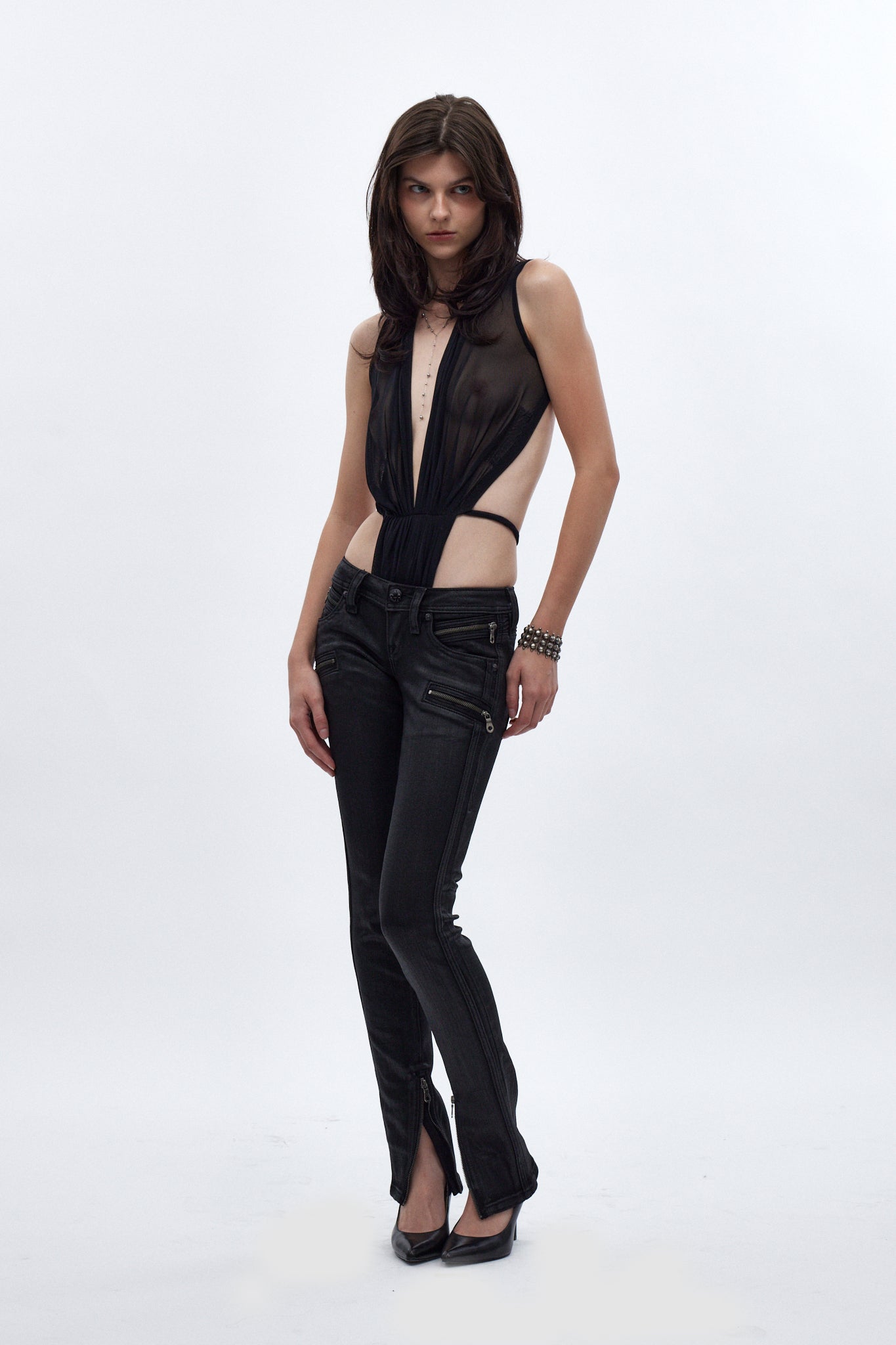 Camille Super Low-Rise Moto Skinny Jean in Coated Black - Rock Revival®