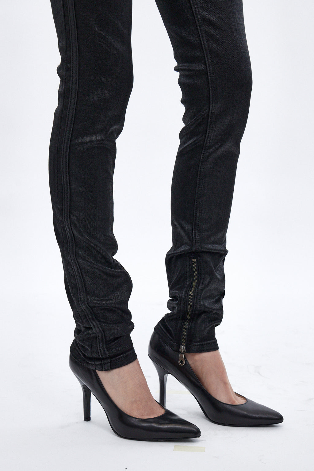 Camille Super Low-Rise Moto Skinny Jean in Coated Black - Rock Revival®