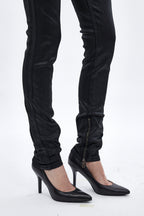 Camille Super Low-Rise Moto Skinny Jean in Coated Black - Rock Revival®