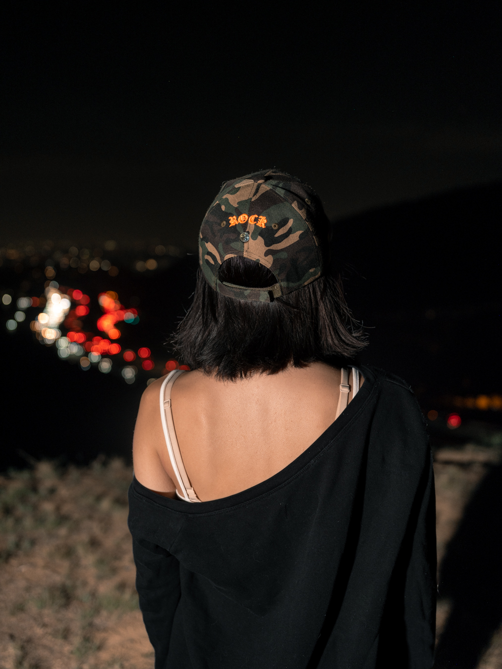 Rock Revival Orange Embroidery LA Logo Adjustable Hat in Camo