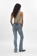Carly (B200L) Mid-Rise Bootcut Jeans in Light Blue (5/30/26-DESC) - Rock Revival®