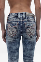 Carly Mid-rise Straight Jeans in Acid Blue