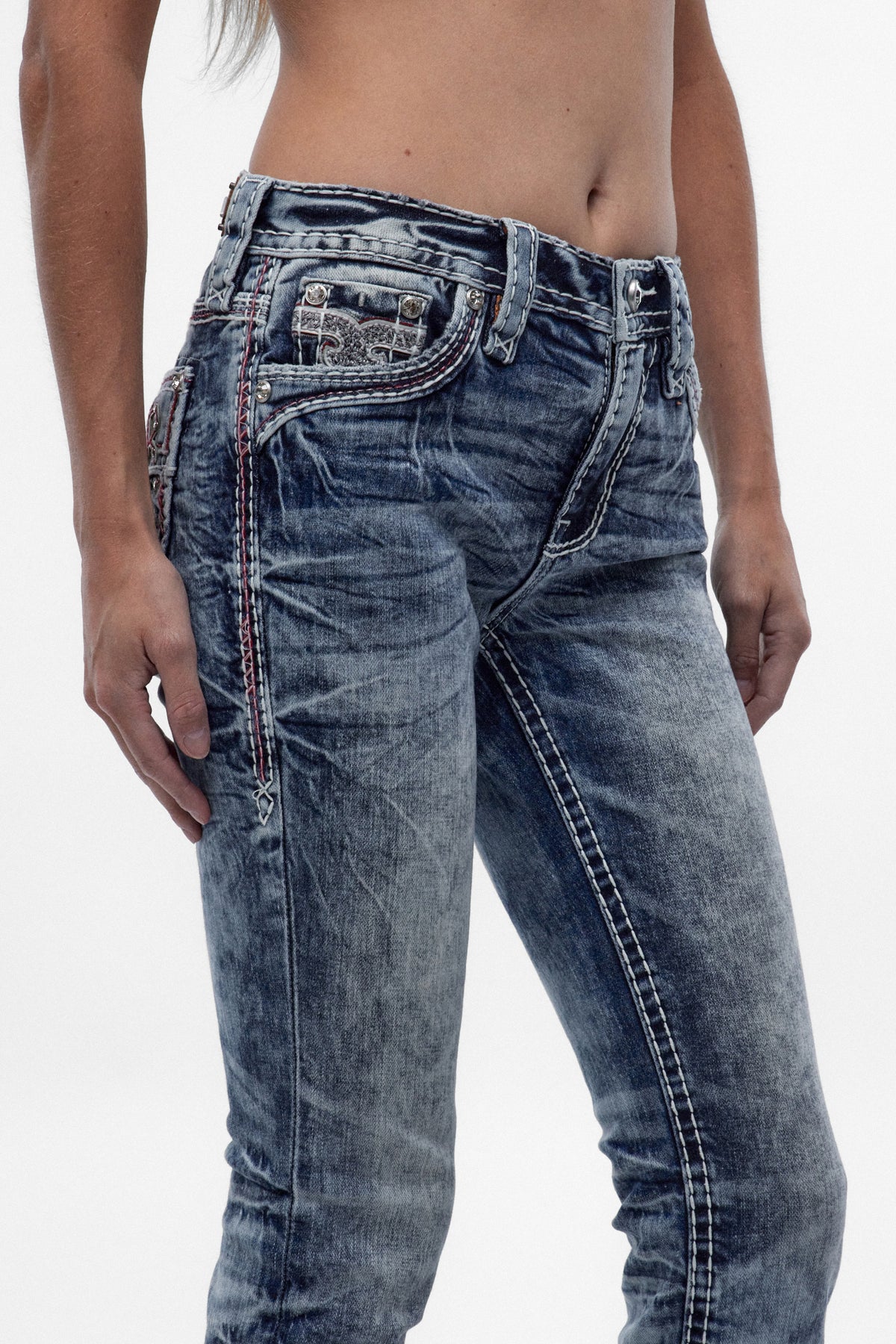 Carly Mid-rise Straight Jeans in Acid Blue
