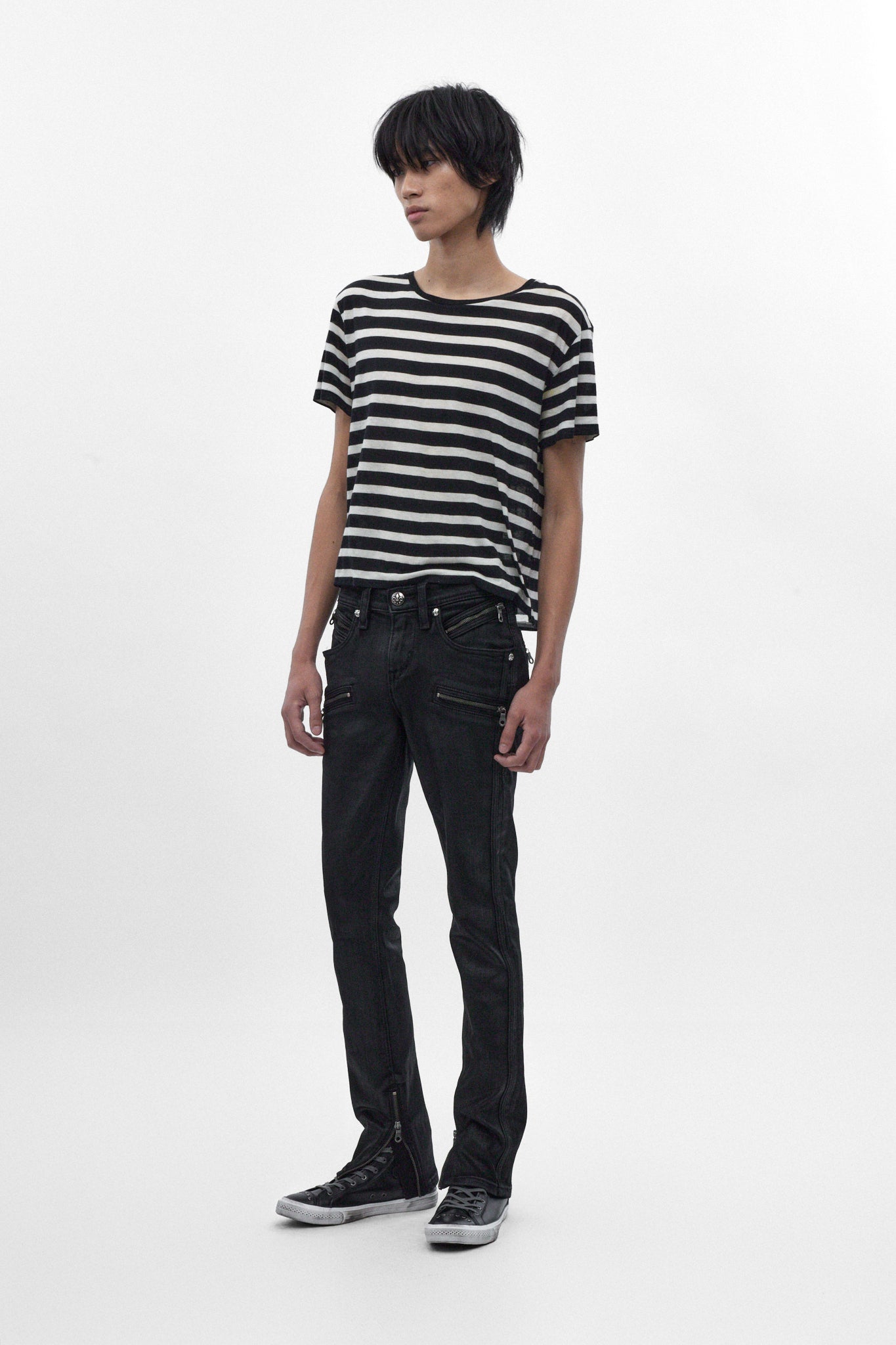 Charlie Slim Jeans in Black Coating on Black - Rock Revival®