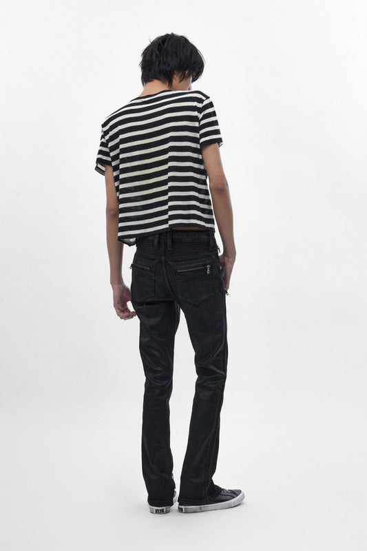 Charlie Slim Jeans in Black Coating on Black - Rock Revival®