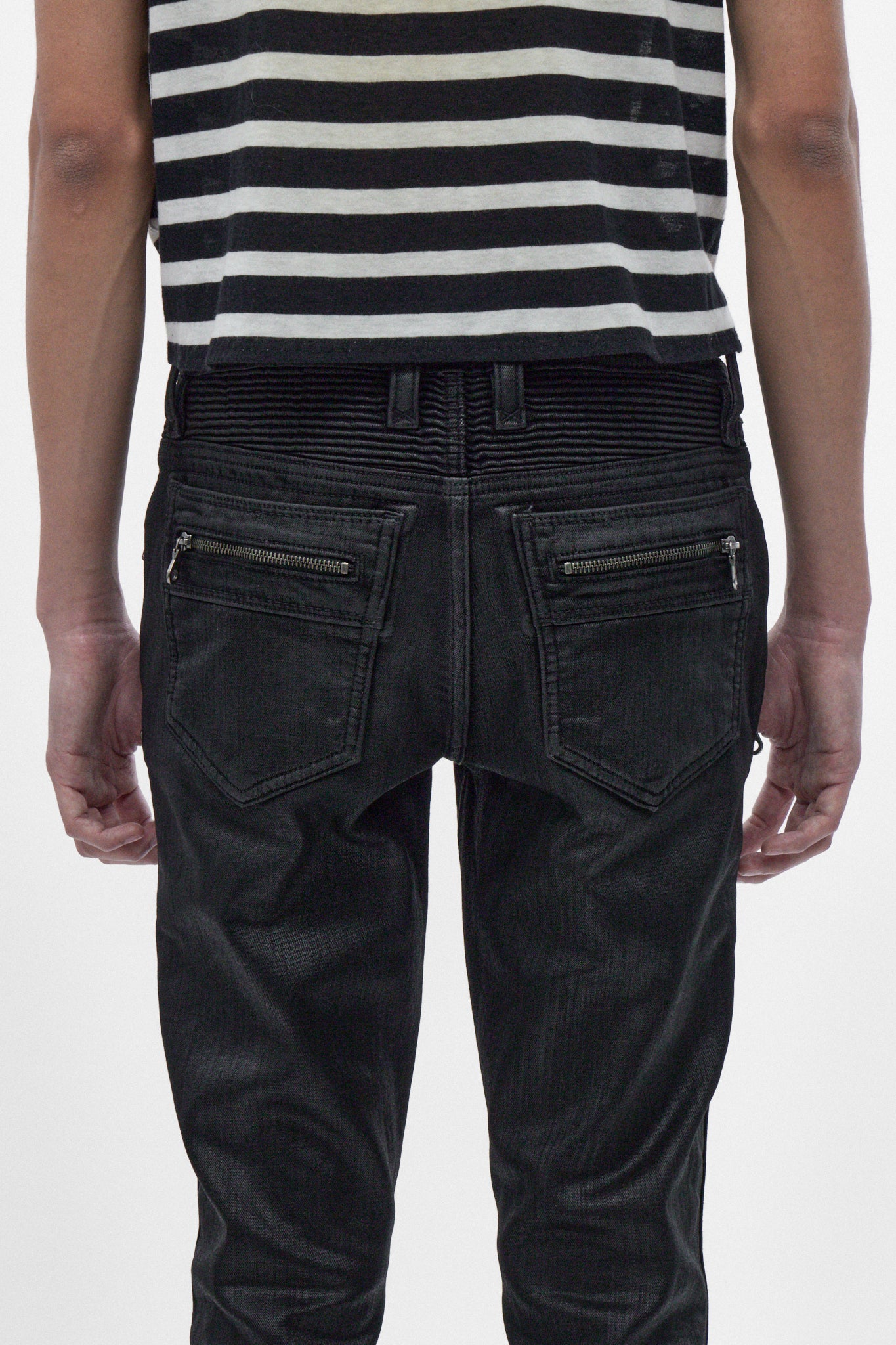 Charlie Slim Jeans in Black Coating on Black - Rock Revival®