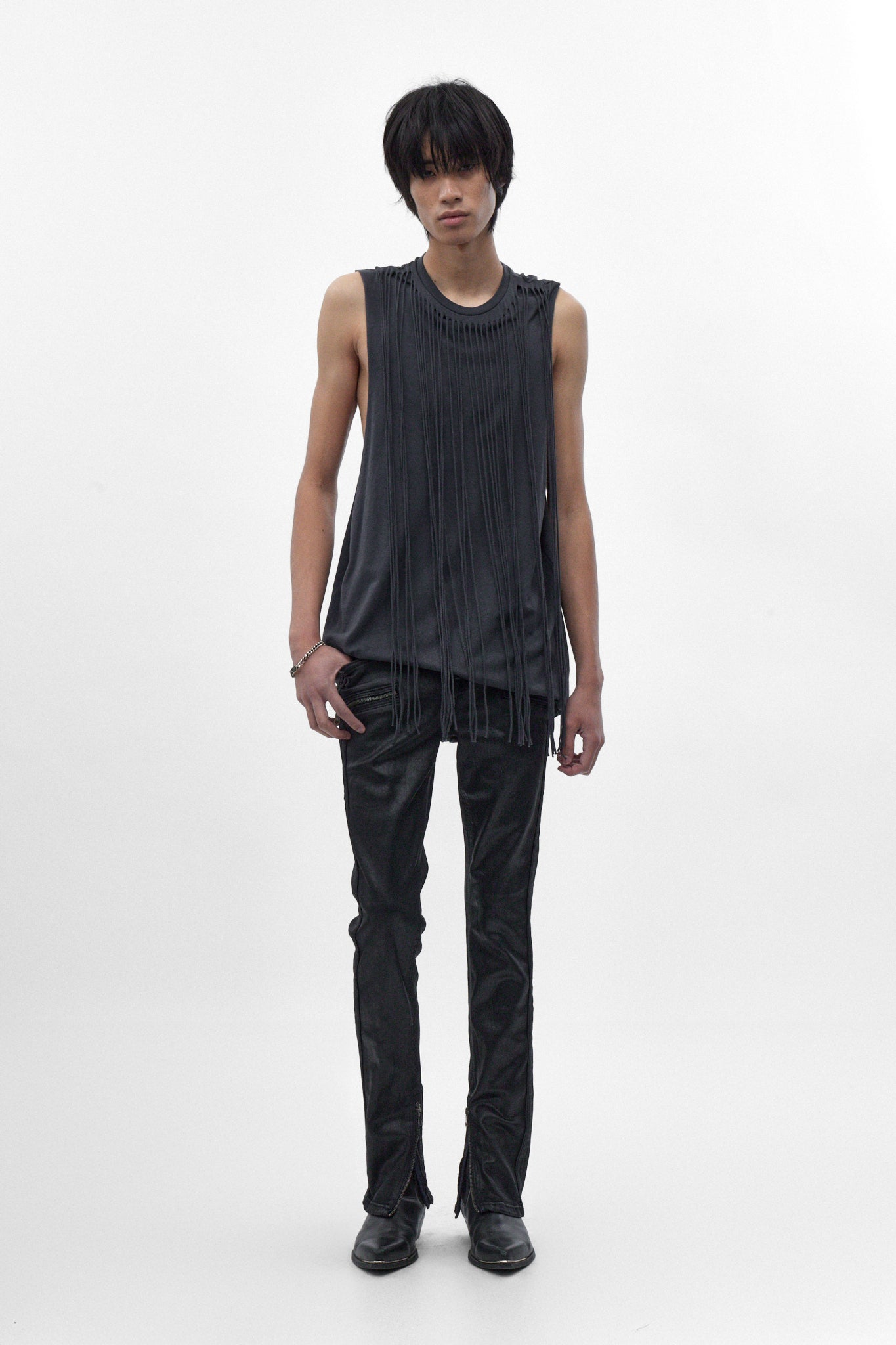Charlie Slim Jeans in Black Coating on Denim - Rock Revival®