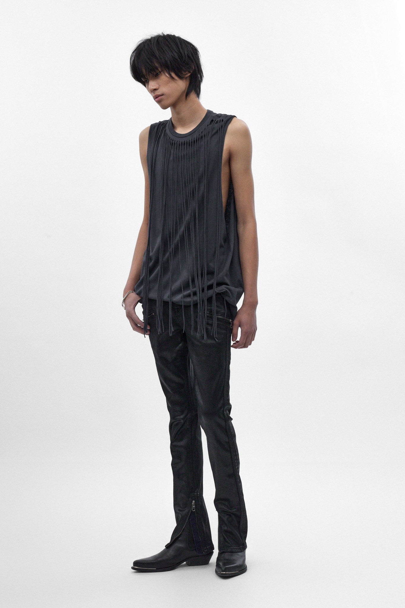 Charlie Slim Jeans in Black Coating on Denim - Rock Revival®
