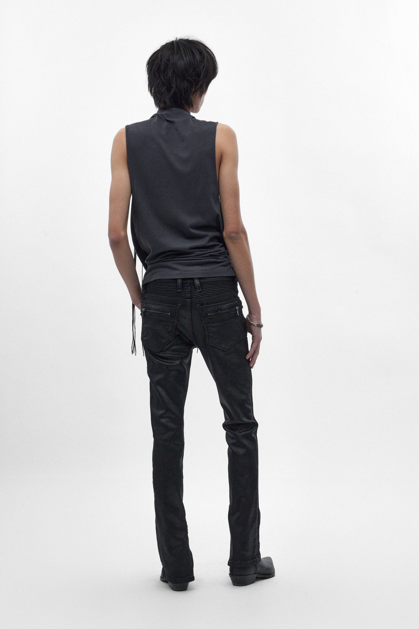 Charlie Slim Jeans in Black Coating on Denim - Rock Revival®
