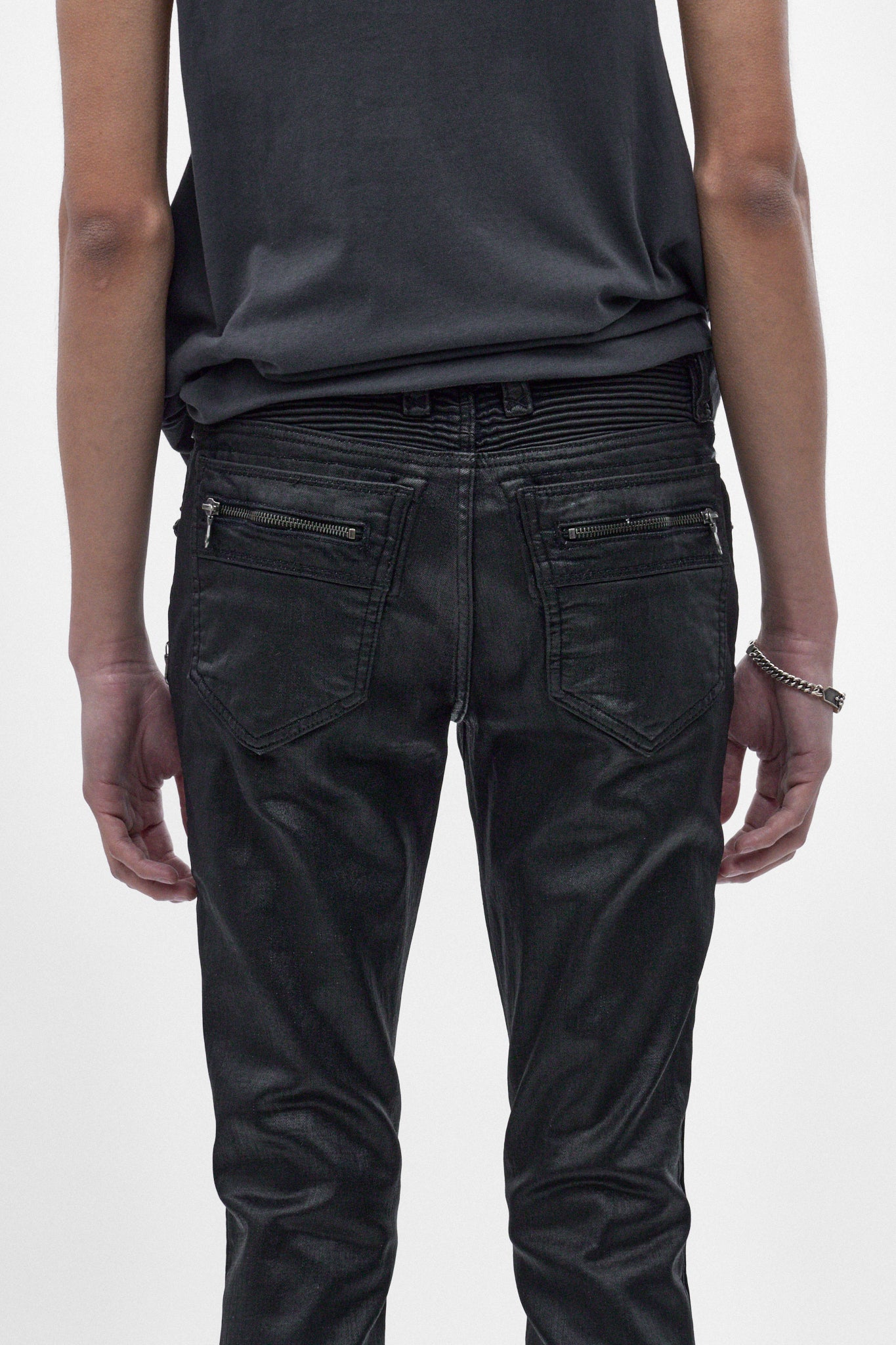 Charlie Slim Jeans in Black Coating on Denim - Rock Revival®