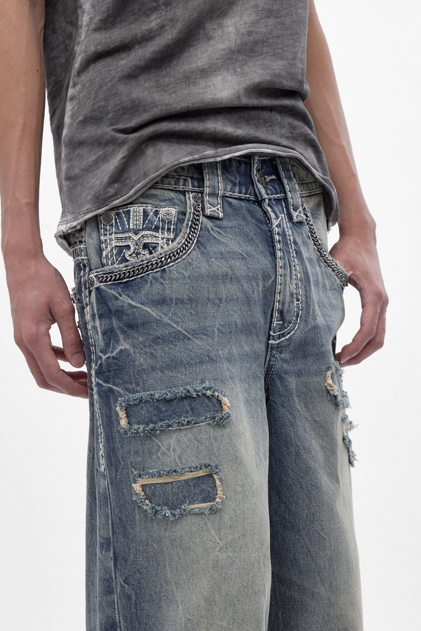 Colossus Jeans, By Jaded London in Medium Blue (M) - Rock Revival®