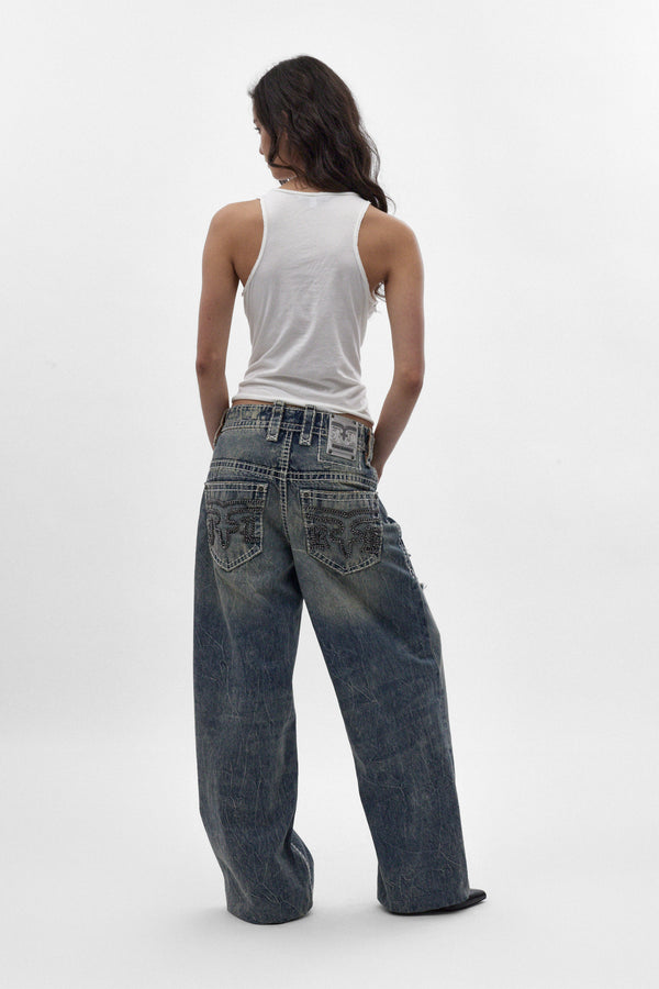 Colossus Jeans, By Jaded London in Medium Blue (W)