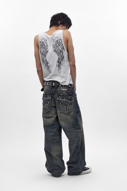 Colossus jeans, By Jaded London in Dark Blue (M) - Rock Revival®