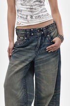 Colossus jeans, By Jaded London in Dark Blue (W) - Rock Revival®