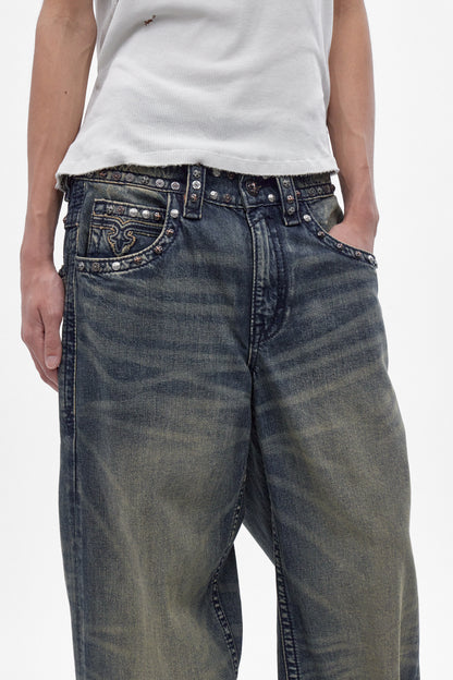 Colossus jeans, By Jaded London in Dark Blue (M) - Rock Revival®