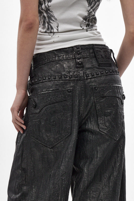 Colossus jeans, By Jaded London in Black Coating - Rock Revival®