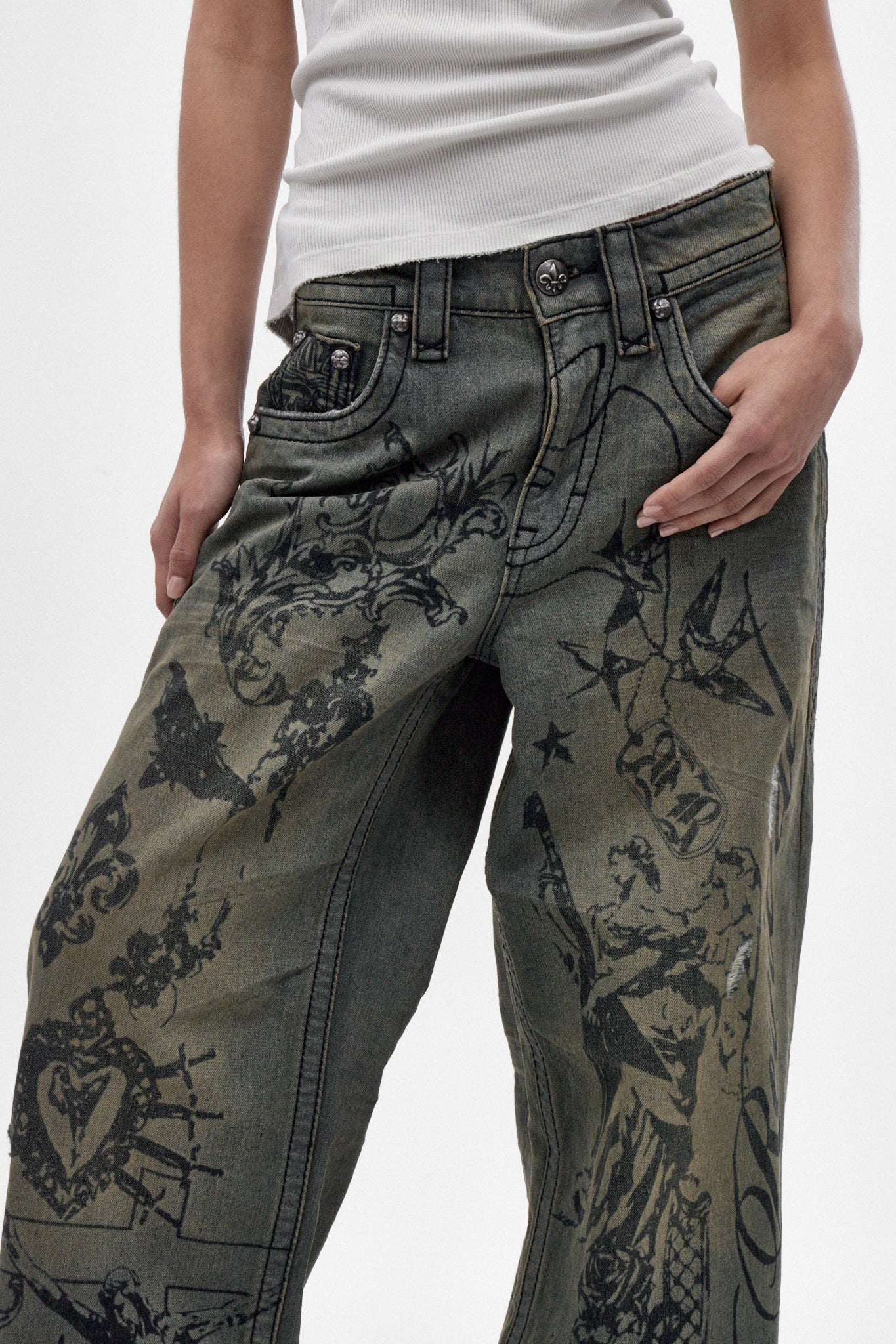 Rock Revival by Jaded London Colossus Jeans in Vintage Blue (W) - Rock Revival®