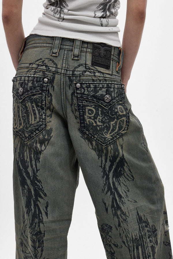 Rock Revival by Jaded London Colossus Jeans en Azul Vintage (M)