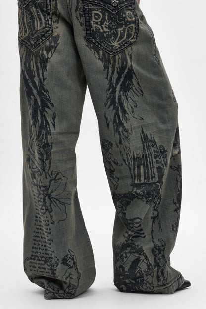 Rock Revival by Jaded London Colossus Jeans in Vintage Blue (W) - Rock Revival®