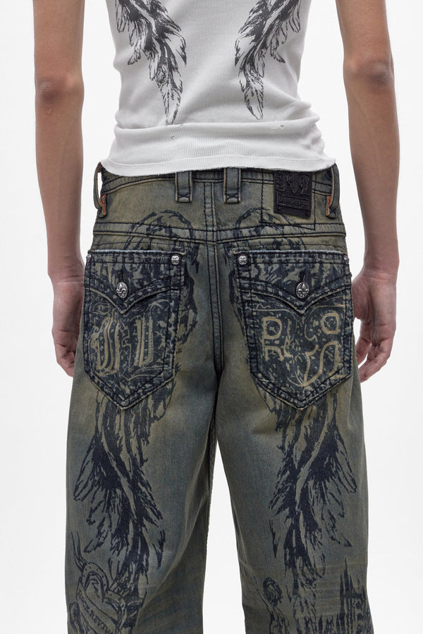 Rock Revival by Jaded London Colossus Jeans in Vintage Blue (M)