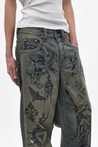 Rock Revival by Jaded London Colossus Jeans in Vintage Blue (M) - Rock Revival®