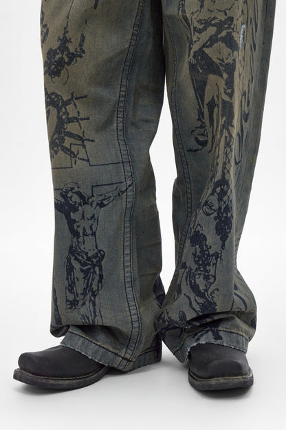 Rock Revival by Jaded London Colossus Jeans in Vintage Blue (M) - Rock Revival®