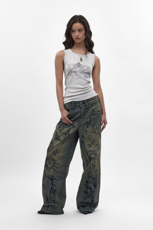 Rock Revival by Jaded London Colossus Jeans in Vintage Blue (W) - Rock Revival®