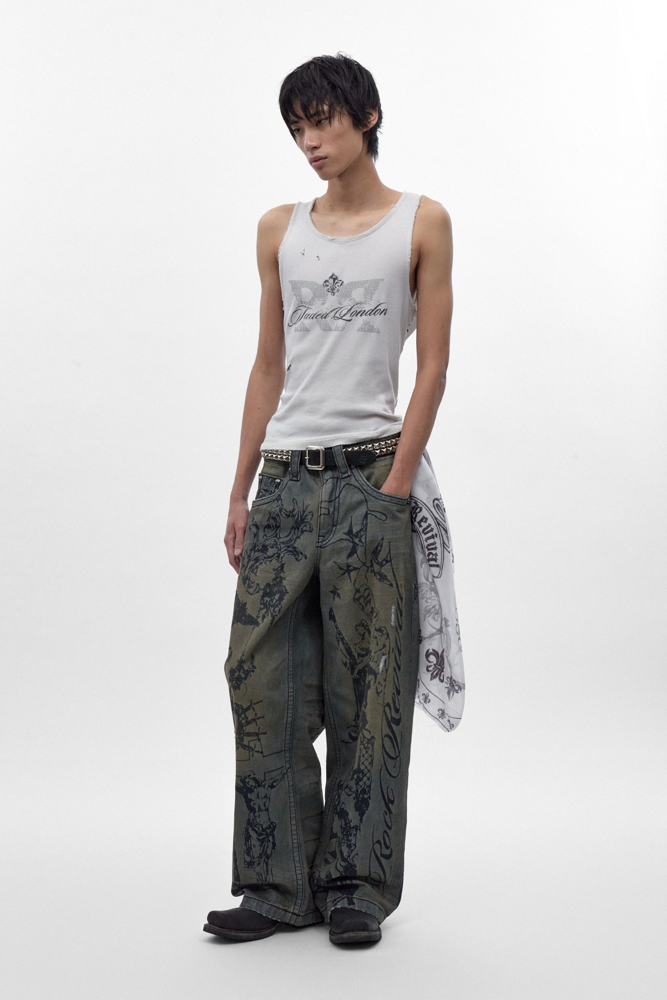 Rock Revival x Jaded London Rhinestone Tank Top | White | Rock