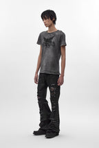 Rock Revival by Jaded London Staple Flare Jeans in Black Coating (M) - Rock Revival®