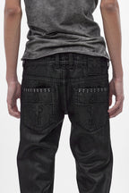 Rock Revival by Jaded London Staple Flare Jeans in Black Coating (M) - Rock Revival®