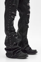 Rock Revival by Jaded London Staple Flare Jeans in Black Coating (M) - Rock Revival®
