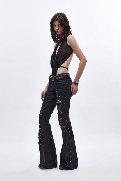 Drift Flare Jeans, by Jaded London In Black Coated - Rock Revival®