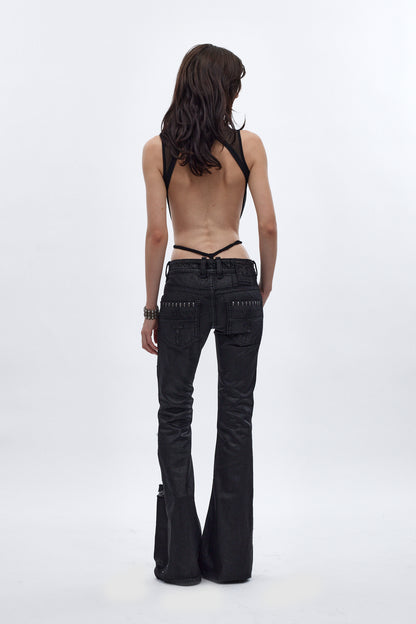 Drift Flare Jeans, by Jaded London In Black Coated - Rock Revival®