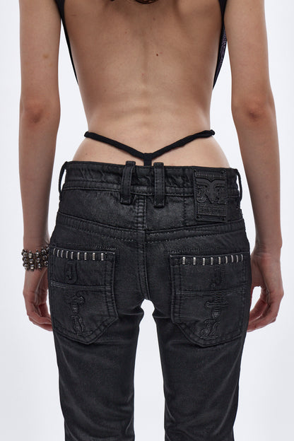 Drift Flare Jeans, by Jaded London In Black Coated - Rock Revival®