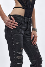 Drift Flare Jeans, by Jaded London In Black Coated - Rock Revival®
