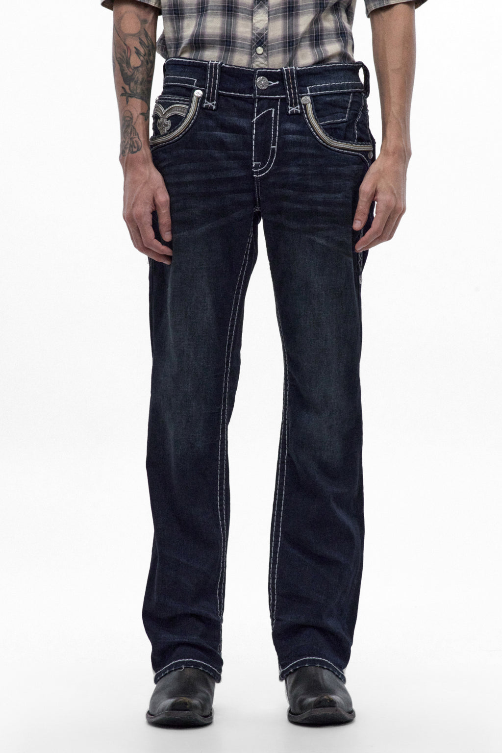 Eggplant Bootcut Jeans in Dark Blue