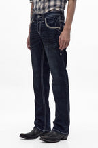 Eggplant Bootcut Jeans in Dark Blue