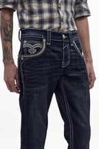 Eggplant Bootcut Jeans in Dark Blue