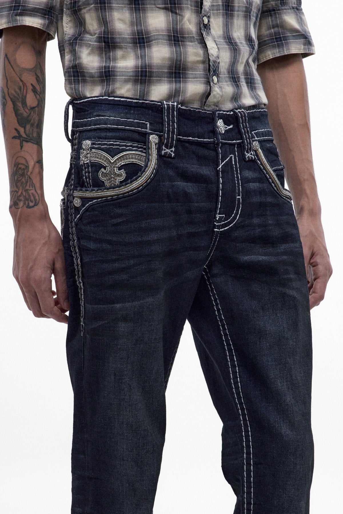Eggplant Bootcut Jeans in Dark Blue