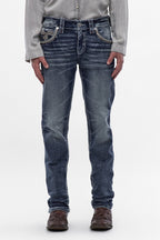 Eggplant Straight Jeans in Medium Blue