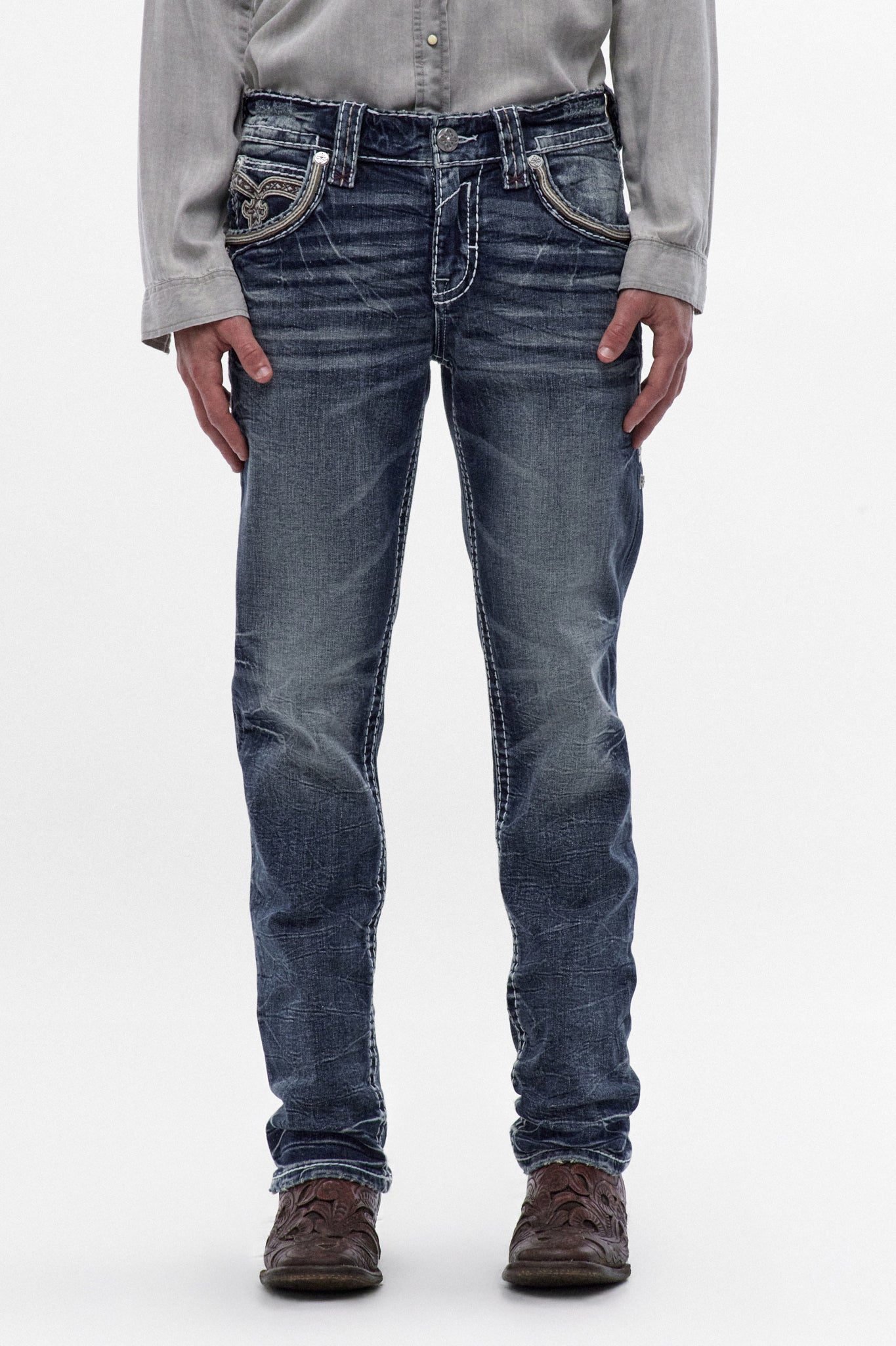 Eggplant Straight Jeans in Medium Blue