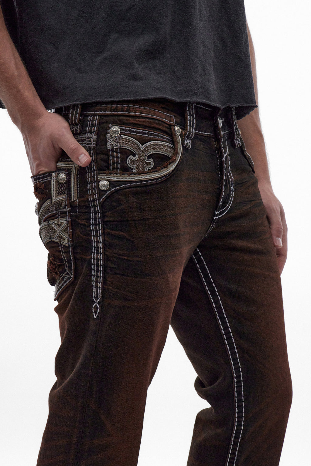 Eggplant Bootcut Jeans in Brown Overdye