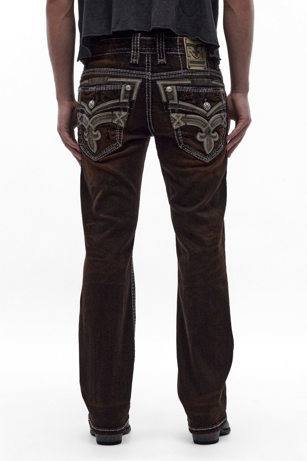 Eggplant Bootcut Jeans in Brown Overdye