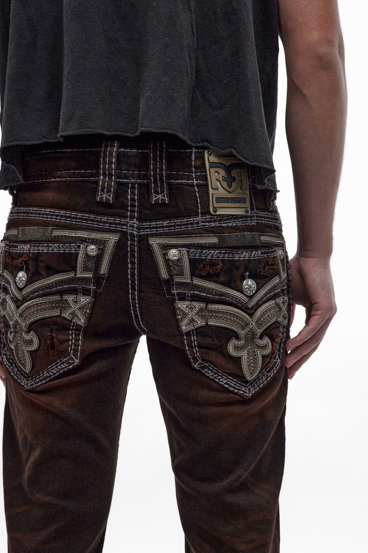 Eggplant Bootcut Jeans in Brown Overdye
