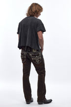 Eggplant Bootcut Jeans in Brown Overdye