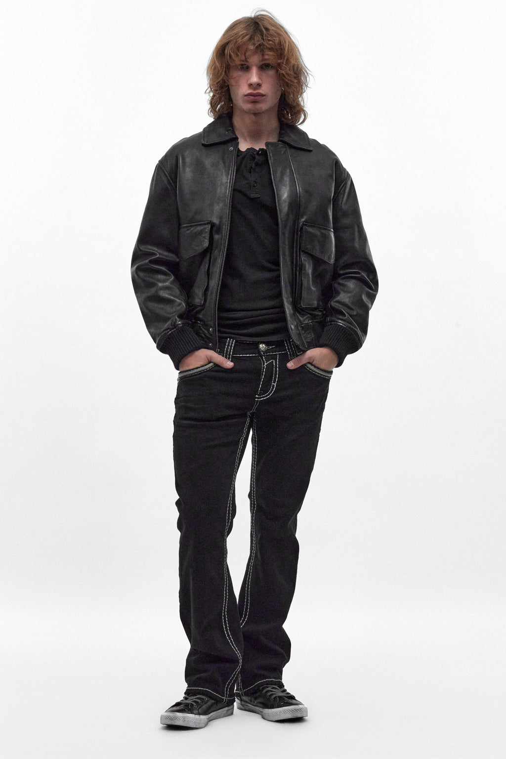 Eggplant Bootcut Jeans in Black Overdye
