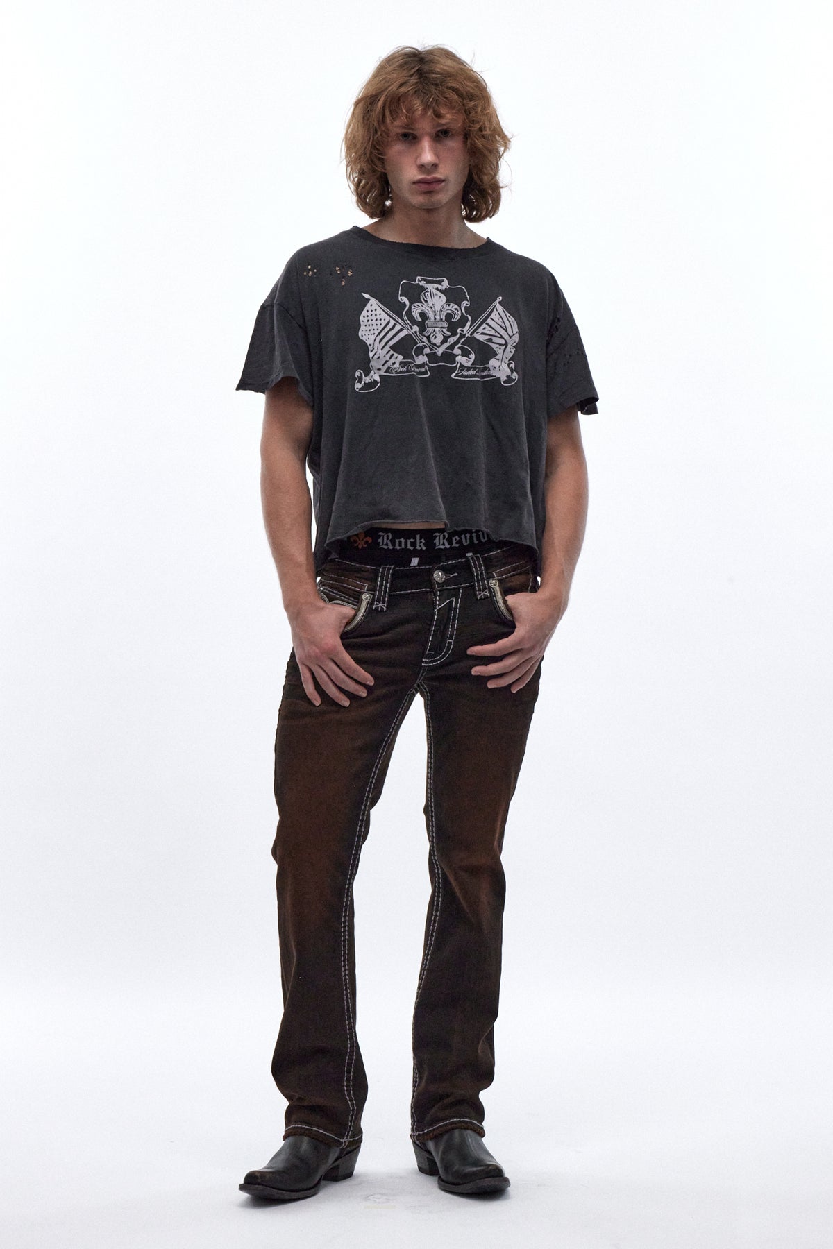 Eggplant Bootcut Jeans in Brown Overdye