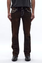 Eggplant Bootcut Jeans in Brown Overdye